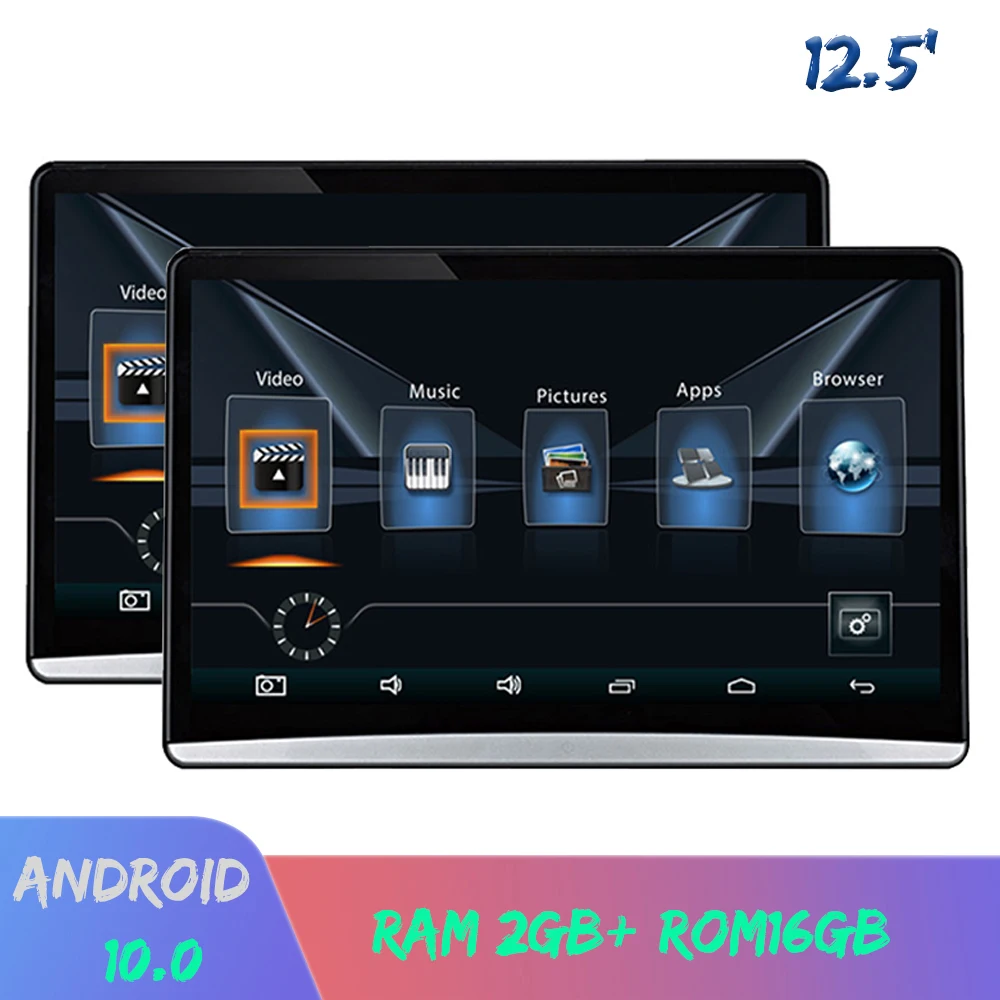 12.5 Inch Android 10.0 Car Tv Headrest Monitor 1920*1080p Ips Screen