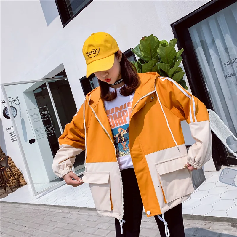 

Photo Shoot Spring And Autumn New Style Korean-style Loose And Plus-sized BF Students INS Harajuku Hooded Trench Coat Women's Ba