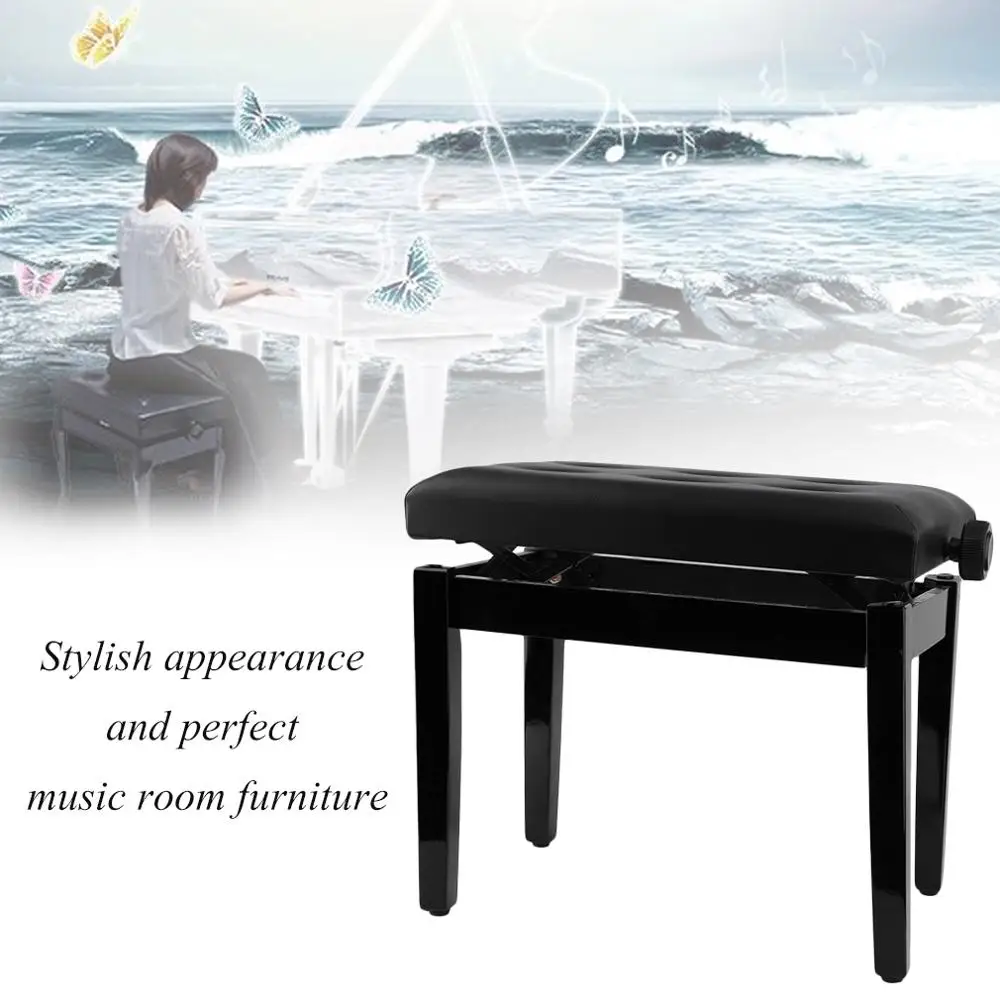 

Height Adjustable Piano Stool Chair Piano Keyboard Bench Stool Padded Leather Wood Seat Music Room Furniture