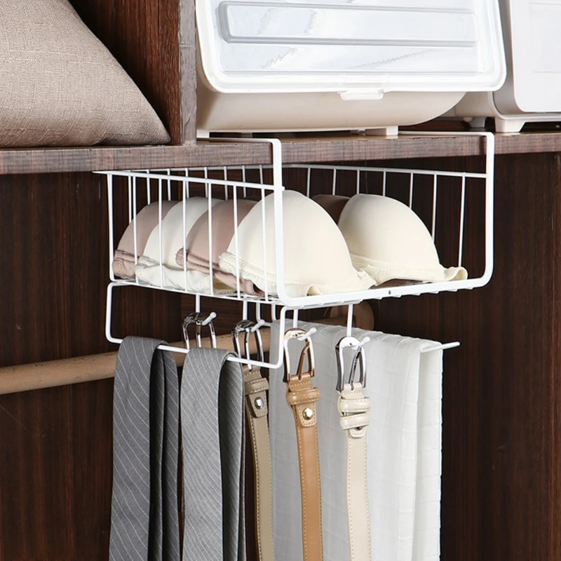 Under Shelf Storage Cupboard Hanging Iron Cabinet Closet Hanger Metal Mesh Basket Wire Bookcase Shelf Rack Organizer