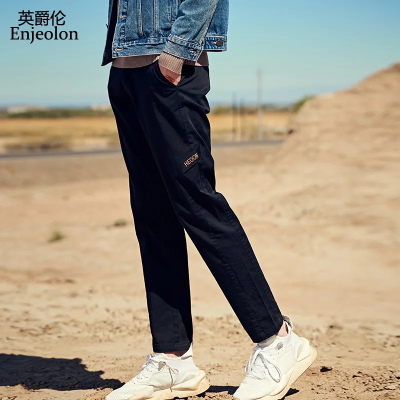 

Enjeolon Brand Autumn Winter Men Casual Pants Fashion Embroidery Male Straight Long Trousers Plus Size 3XL K6868