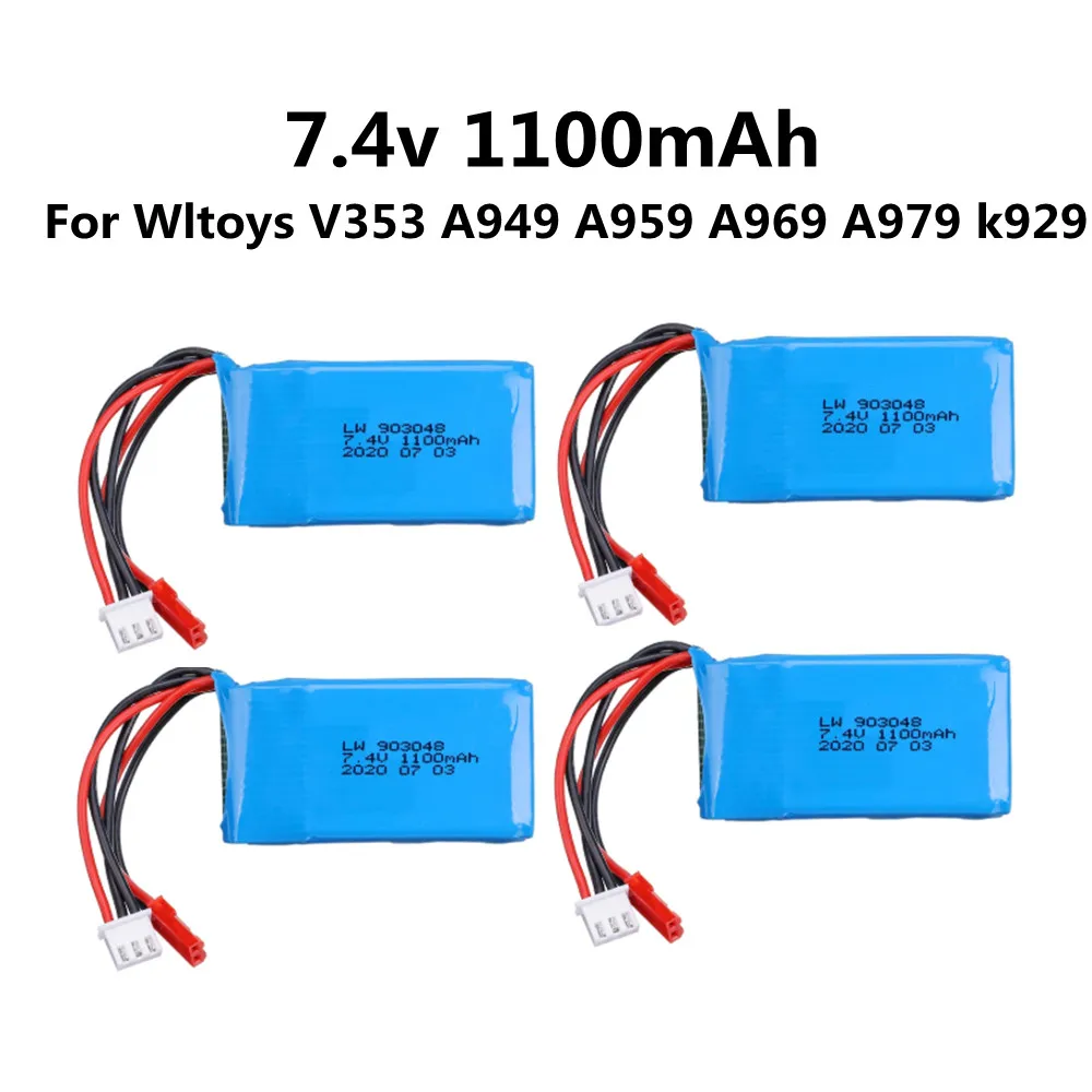 Литий-Полимерный Аккумулятор 7 4 В 1100 мАч 25C для WLtoys A949 A959 A969 A979 V912 V913 V353 k929 V262 L959 T23 T55