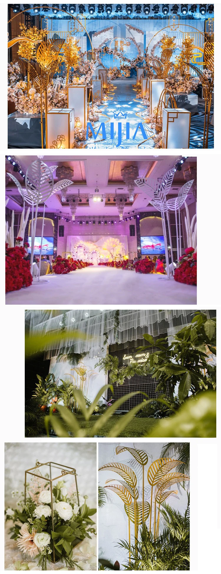 JAROWN New Wedding Props Iron Banana Tree Leaf Free Size Road Lead Wedding Stage Layout Background T Station Decoration  (18)