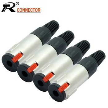 

100pcs/lot 6.35mm Jack 1/4 inch Stereo TRS Female Adapter connector with Locking Microphone Mic Socket