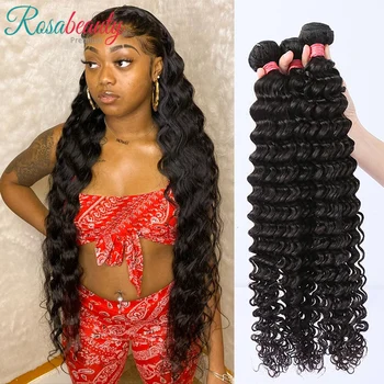 

Melodie 28 30 32 Inches Deep Wave Bundles 100% Human Hair Extension 1 3 4 Bundles Brazilian Water Wave Curly Hair Bundles Deal