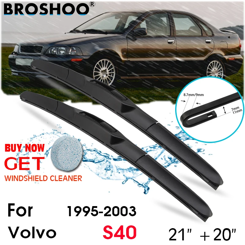 

Car Wiper Blade Front Window Windscreen Windshield Wipers Blades For Volvo S40 21"+20" 1995-2003 Fit U hook Arm Auto Accessories