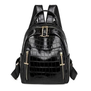 

Classic Stone Pattern Women Channel Backpack High Quality Leather Ladies Travel Bag Anti-theft Fashion Trend Female Knapsack