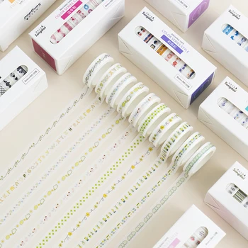 

10 Roll/set Striped Grid Flowers Basic Solid Color Paper Washi Tape Adhesive Tape DIY Scrapbooking Sticker Label Masking Tape