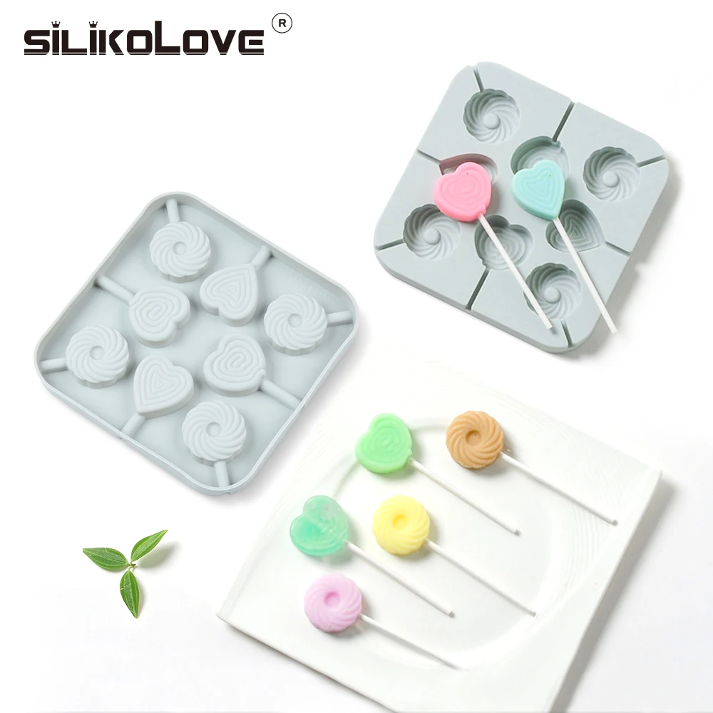 

SILIKOLOVE New Silicone Lollipop Mold Round Lollipop Molds 3D Heart lollipop Mold Sugar Candy lollipop Molds With Sticks