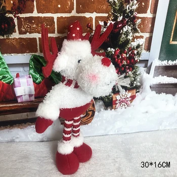 

Christmas Plush Dolls Standing Toy Santa Claus Reindeer Decoration Figurines Cute Gift for Kids Holiday New Year Ornaments