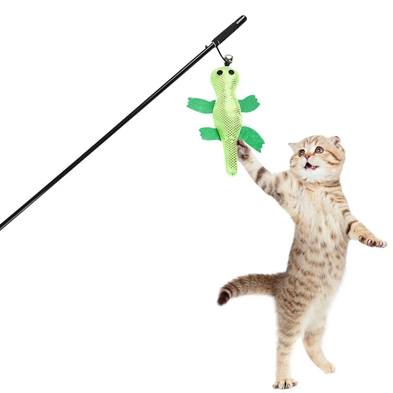 Tease Cat Wand Toy with Bell Gecko Interactive Cat Toy for Solving Boredom Interactive Play cat pet supplies