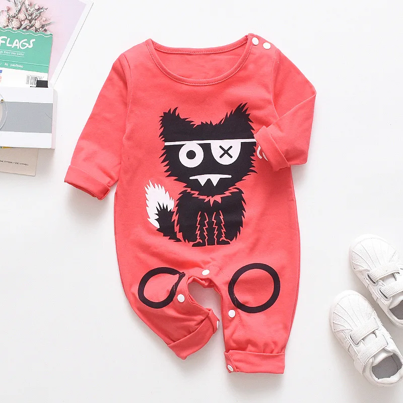WEPBEL/комбинезон с длинными рукавами для новорожденных мальчиков и девочек; мягкий хлопковый комбинезон для сна с рисунком кота для малышей