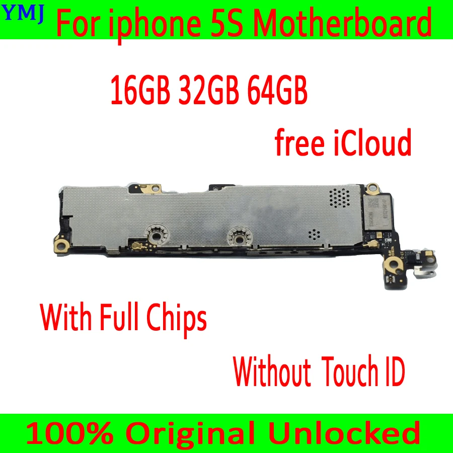 Best 16GB 32G 64G Free iCloud for iphone 5S Motherboard,100% Original unlocked for iphone 5S Mainboard with Touch ID without Touch ID