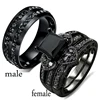 Fashion Men/Women Black Ring Simple Stainless Steel Zircon Men Ring Romantic Rhinestones Heart Women Ring Set Engagement Gift ► Photo 1/6