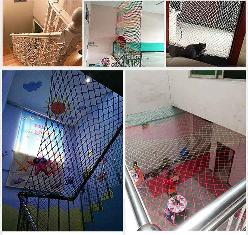  Red Green Yellow Colorful Nylon Mesh Rope Kindergarten Anti-falling Net Stairway Balcony Guardrail  - 4000074719708