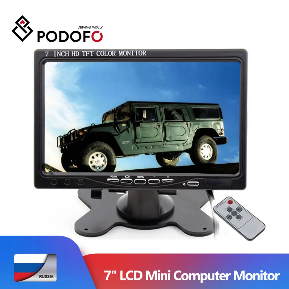  Podofo 7'' LCD Car Monitor Rearview Screen HDMI VGA AV 2 Video Input PC Audio Video Display Rearvie
