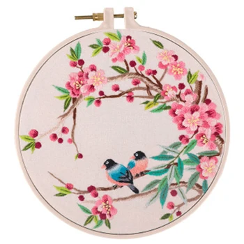 

DIY Embroidery Handwork Needlework for Beginner Cross Stitch Kit Ribbon Painting Embroidery Hoop Home Decor