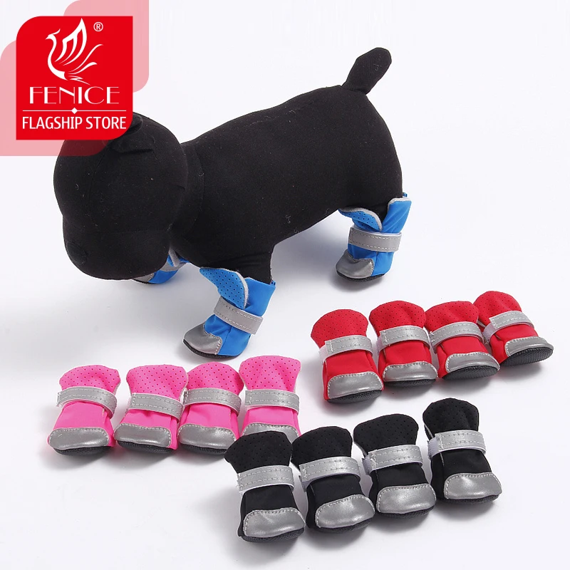 

Fenice Pure Rubber Soft Sole Walking Running Dog Shoes for Small Pet Dog Puppy Cat Boot Shoes Breathable and Reflective