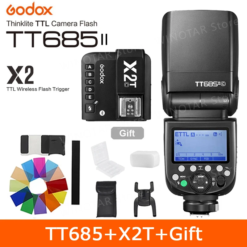 

Вспышка Godox TT685IIC TT685N TT685S TT685F TT685O 2,4G HSS TTL GN60 с триггером X2T для Canon Nikon Sony Fuji Olympus