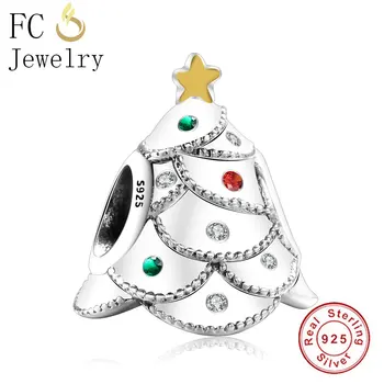 

FC Jewelry 925 Sterling Silver Warming Lucky Christmas Tree Beads Fit Original Brand Bracelets Making DIY Valentine's Day Gift