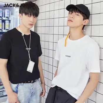 

JackJones Men's 100% Cotton 3D Letter Print Short-sleeved T-shirt Menswear| 220201586