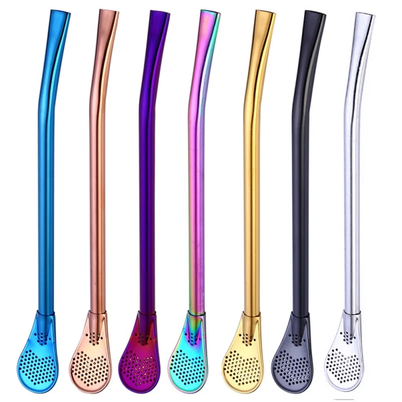 

Colorful Filter Drinking Straw Stainless Steel Handmade Yerba Mate Tea Bombilla Gourd Washable Practical Tea Tools Bar