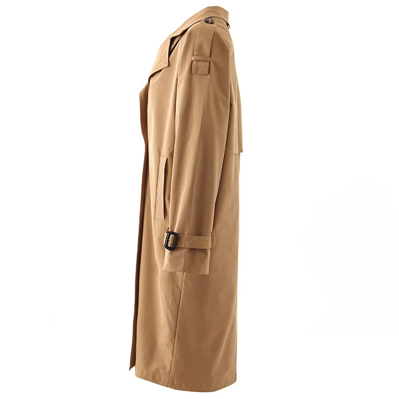 Autumn And Winter New Style Women's Fold-down Collar Trench Coat Europe And America Slim Fit Mid-length WOMEN'S Trench Coat