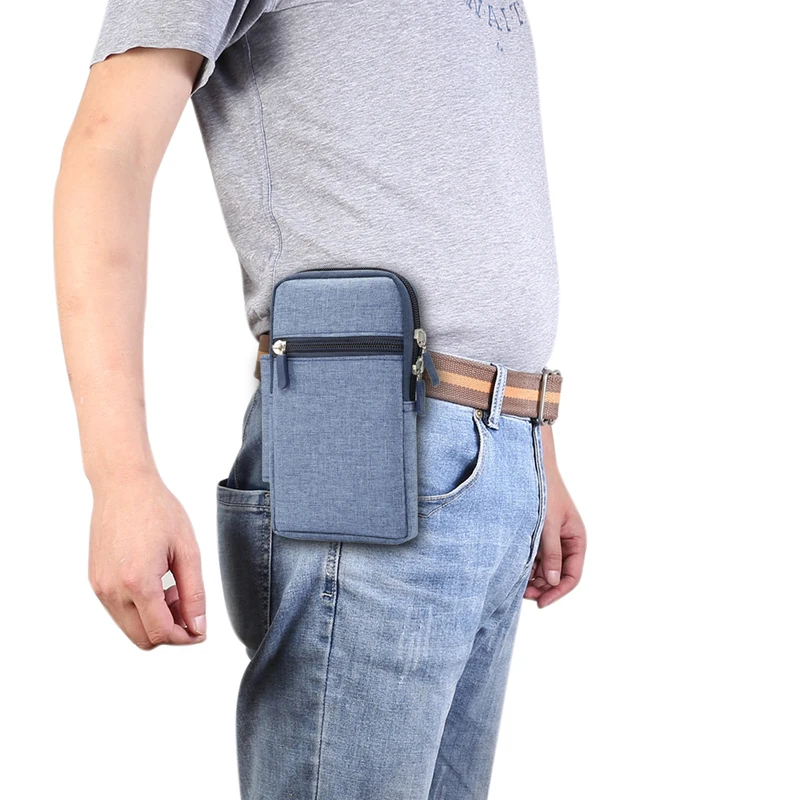 

Cowboy Cloth Phone Pouch Belt Clip Bag for Samsung S10 S9 S8 plus Note9 Case with Pen Holder Waist Bag Outdoor Sport Phone Cover