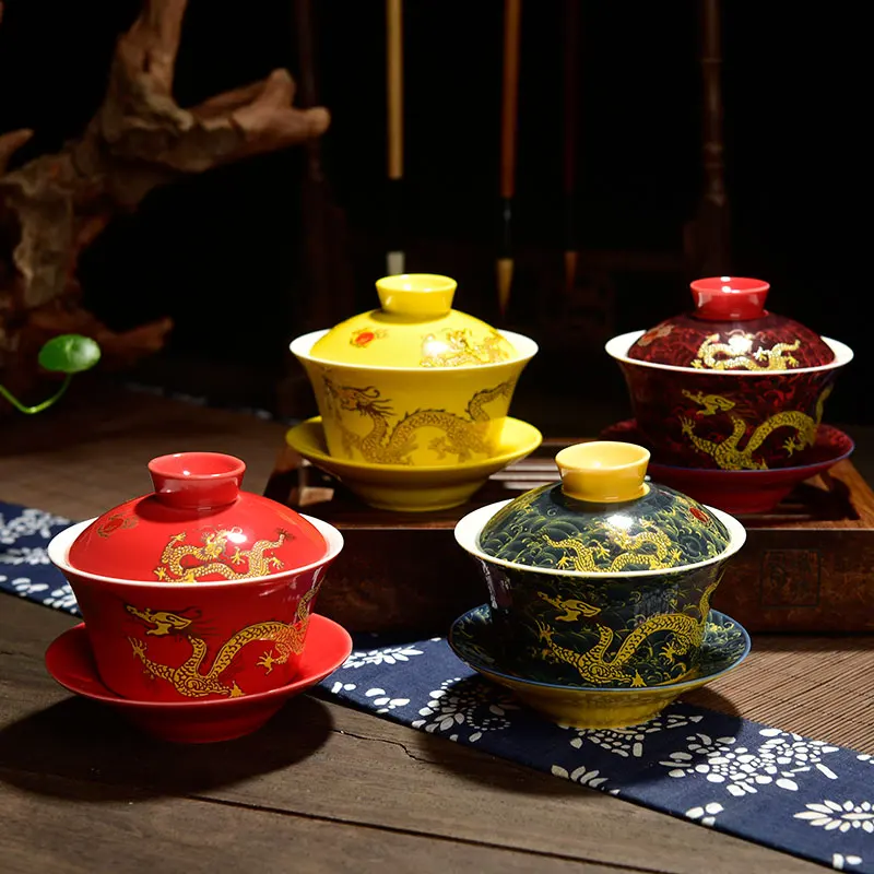 Gaiwan фарфоровый дворец Дракон керамическая чайная соусница для тарелки набор крышек мастер чашка 200 мл винтажные пиалы для чая Посуда для напитков ремесла Декор