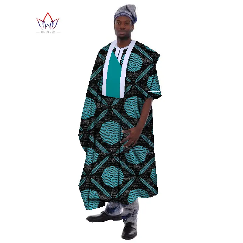Traditional African Clothing Mens Robes Print Wax Loose Half Sleeve