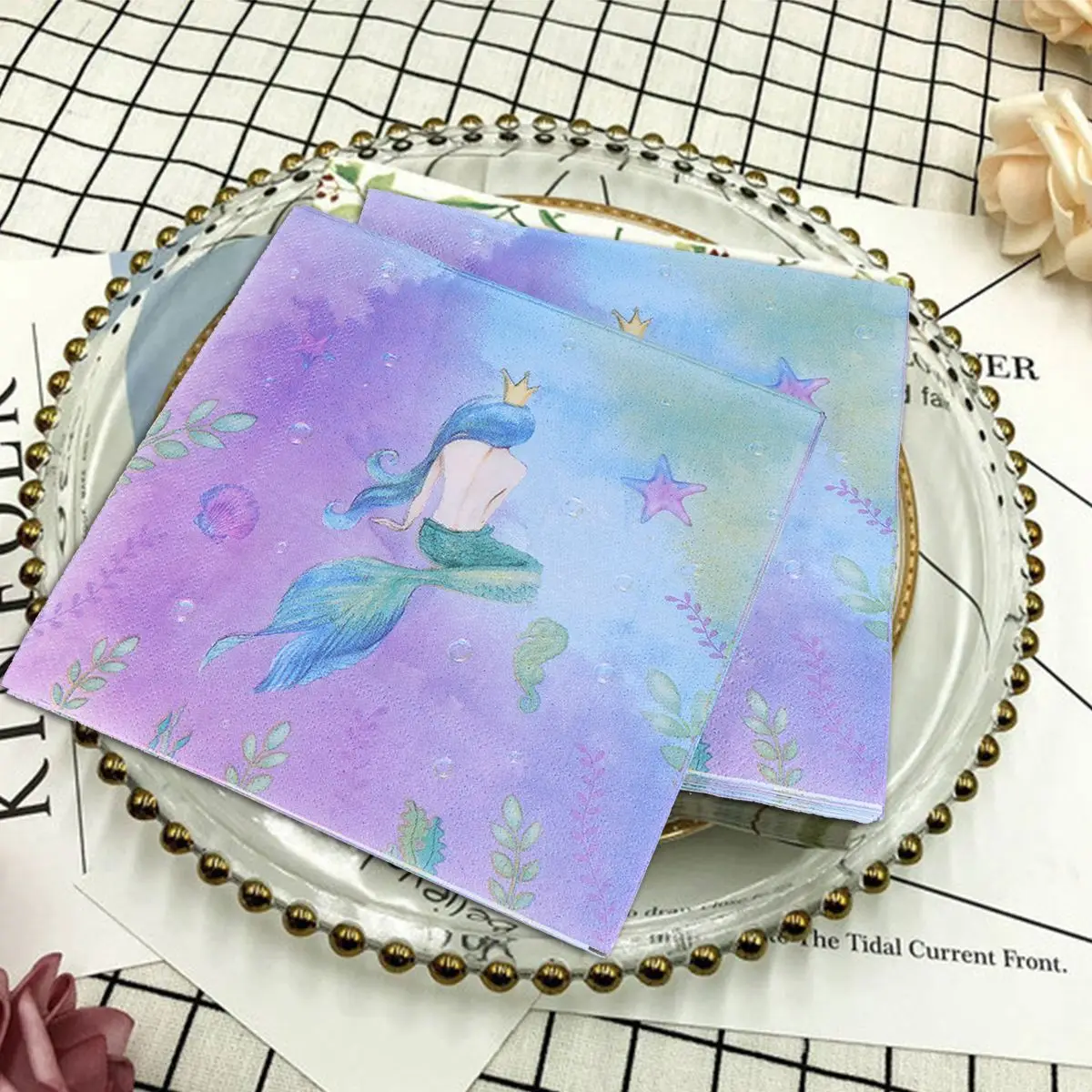

20pcs Mermaid Napkin Printing Paper Party Napkin Fashion Paper for Party Decor
