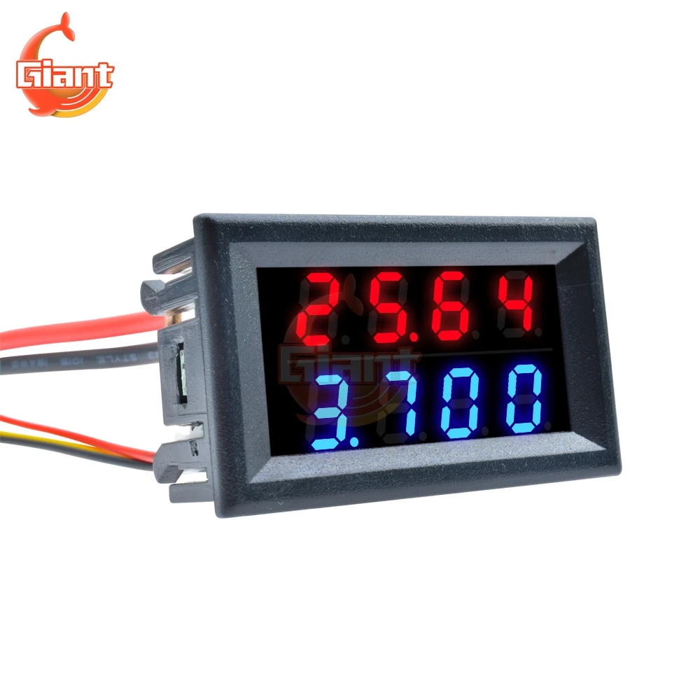 Mini 5 Wires Digital 0.28'' DC 0-100V 10A Voltmeter Ammeter Volt Amp Voltage Current Meter Tester Panel Dual LED Display - Цвет: Серебристый