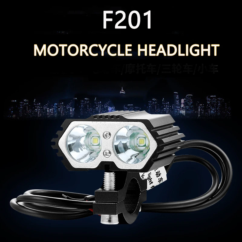 Headlight Led Motorcycle X2 20W Bulbs Headlights Spotlights Fog Light for Motorbike scooter Bicycle 12V Moto Light Driving Lamp