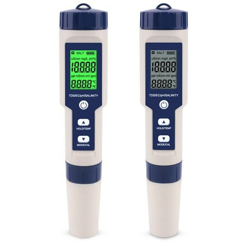 

5 in 1 Water quality tester Solubility EC PH Salinity Temperature Meter