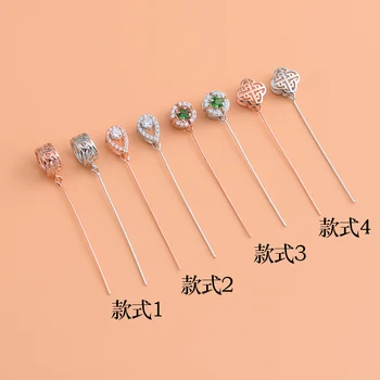 

S925 Sterling Silver Universal Pin, with Zircon pendant clasp pin, jade jade crystal clasp DIY accessories