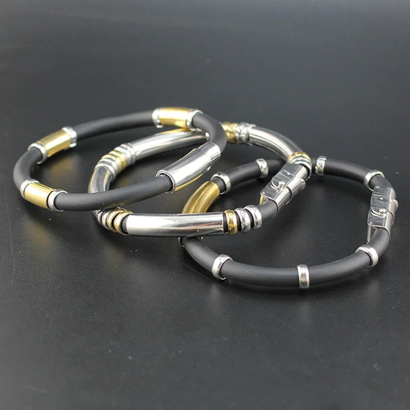 Мужской браслет цепь Hapiship 2018 из нержавеющей стали силиконовый GJ024|silicone bangles|bracelet