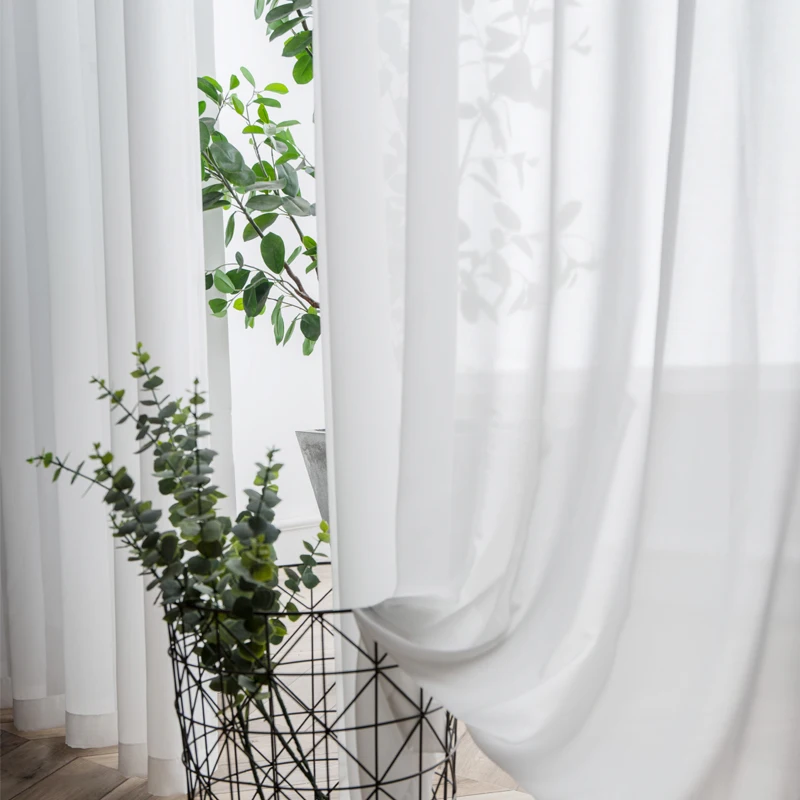 Super Soft Great Hand Feeling White Snow Tulle Curtains for Living Room Decor Modern Veil Chiffon Solid Sheer Voile Kitchen eyelet curtains Curtains