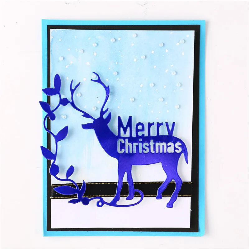 Металлические Вырубные штампы DiyArts с оленем и надписью &quotMerry Christmas&quot Скрапбукинг