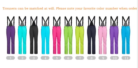 Лыжный костюм Warme Anzug Frauen wausserdicht Winddicht Skifahren und Snowboarden Jacke Hosen - Цвет: Note Color no.