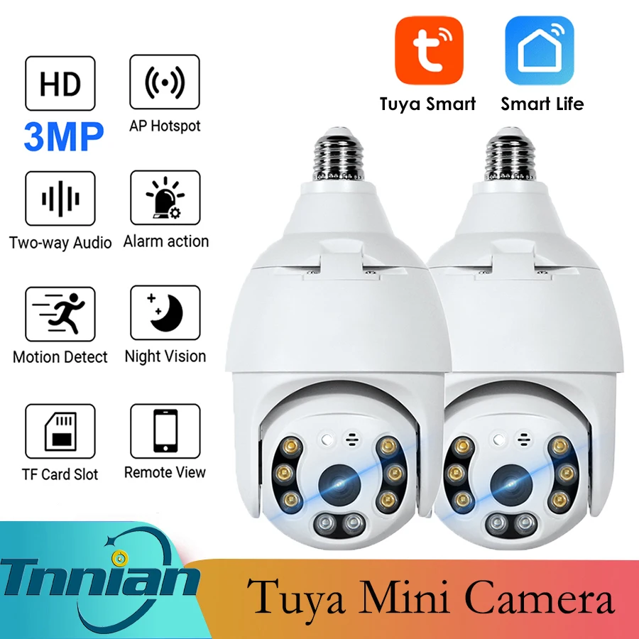 Умная IP-камера 3MP с лампочками E27 Wi-Fi PTZ 1080P | Безопасность и защита