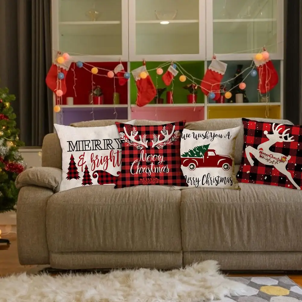 

New Year Christmas 4 Style Design Pillow Covers Durable Fashionable Cushion Cover For Pillows Decor Home 45*45cm Navidad