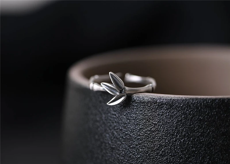 GAGAFEEL, S925 Серебряное Винтажное кольцо, бамбуковые листья, Открытое кольцо, бамбуковое соединение, сменные кольца, тайские серебряные ювелирные изделия для женщин