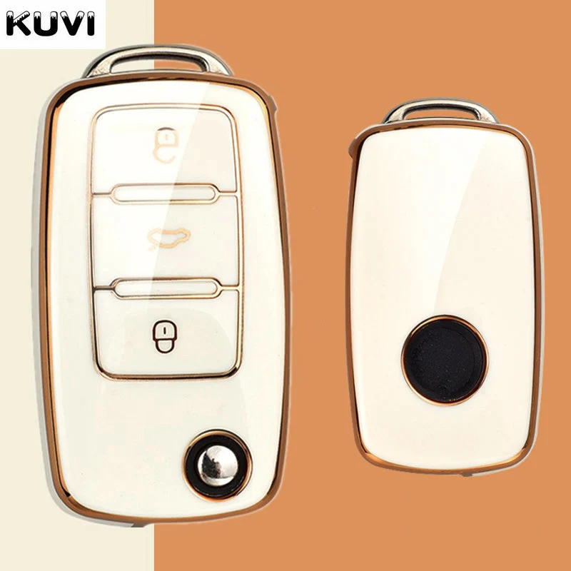 Key Case Cover Key Case Car Key Shell TPU Car Key Case Cover Holder Shell For VW Volkswagen Polo Golf Passat Beetle Caddy Tiguan Skoda Octavia Kodiaq Seat Leon Altea