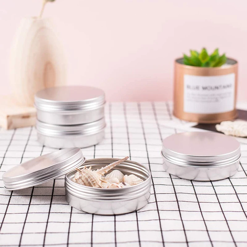 100g 알루미늄 주석 금속 캔 30 개, 립밤, 사탕, 보석, 차, DIY 공예용 나사 뚜껑이 있는 둥근 화장품 샘플 항아리