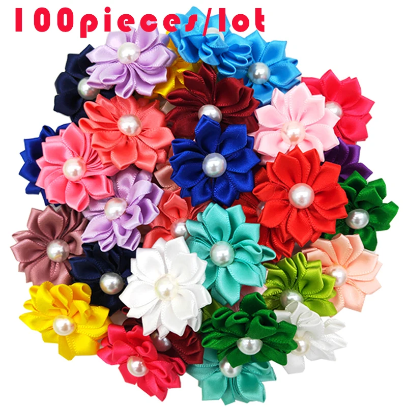 

100 pieces/lot Small Pet Dog Ribbon Balls Grooming Accessories Puppy Bow Elastic Rubber Band Pet Supplies