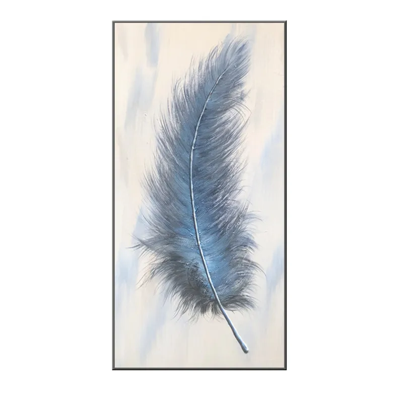 

Modern abstract blue feather canvas painting home decoration picture hand painted oil painting