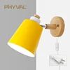 PHYVAL Nordic Wall Lamp With Switch Iron Wall Lamp E27 Macaroon 6 Color Bedside Wall Lamp Led EU/US Plug Wall Sconce Light ► Photo 3/6