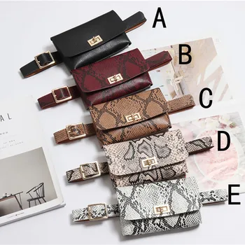 

Women Waist Pack Serpentine Fanny Pack Leather Crossbody Bags Fashion Snake Skin Waist Belt Female Chest Bags Bolso mujer #5$