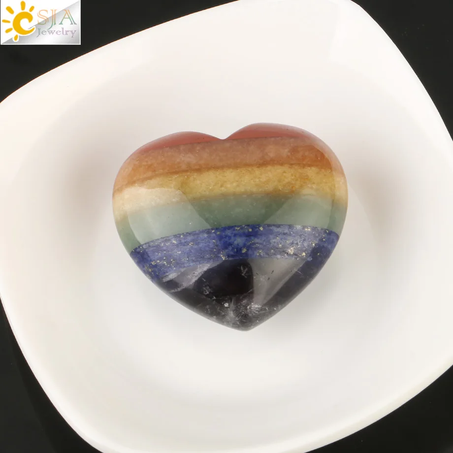 Csja Love Heart натуральный 7 Чакра украшение для дома ручная игра рейки заживление многослойный Карманный каменный орнамент Ювелирные изделия Подарки G162