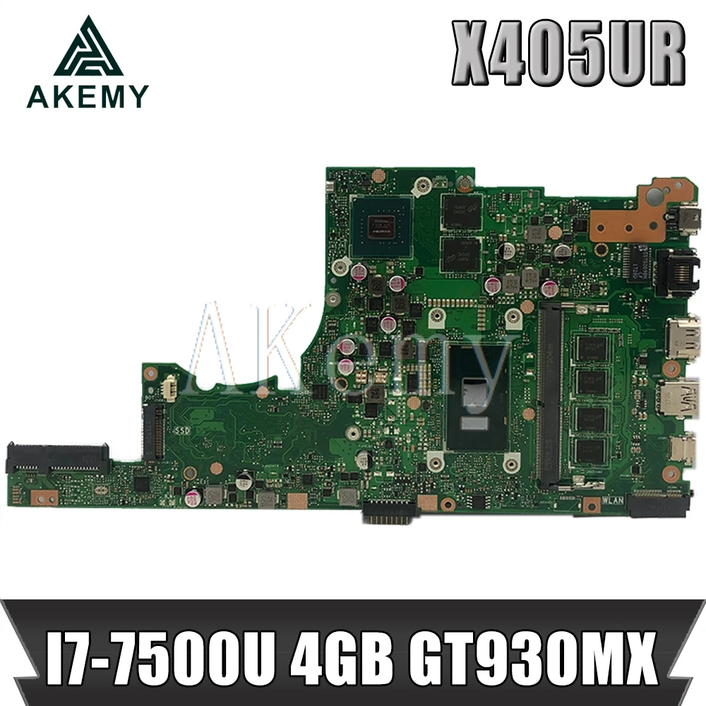 Akemy X405UR для For Asus X405U X405UN X405URR X405URP X405UQ X405UF всеобщая плата материнская I7-7500U GT930MX 4 Гб |